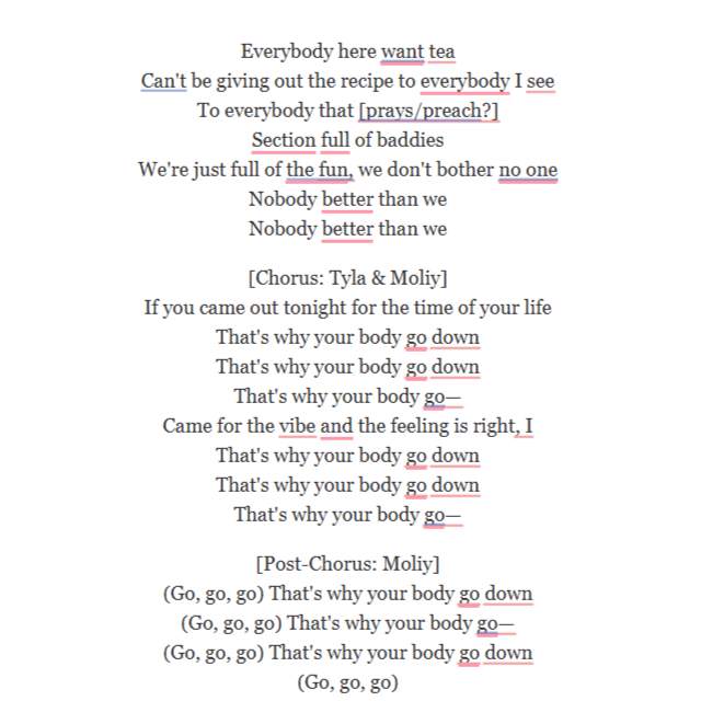 Moliy - Body Go Ft. Tyla (Lyrics)