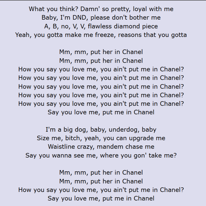 Tyla – Chanel Lyrics
