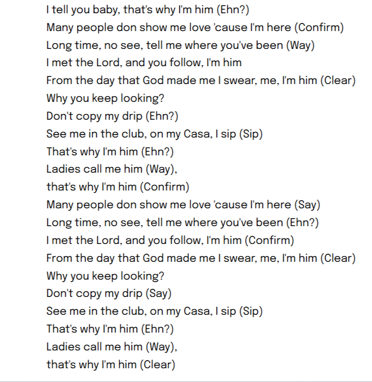 Shallipopi Ft. Gunna - Him (Lyrics)